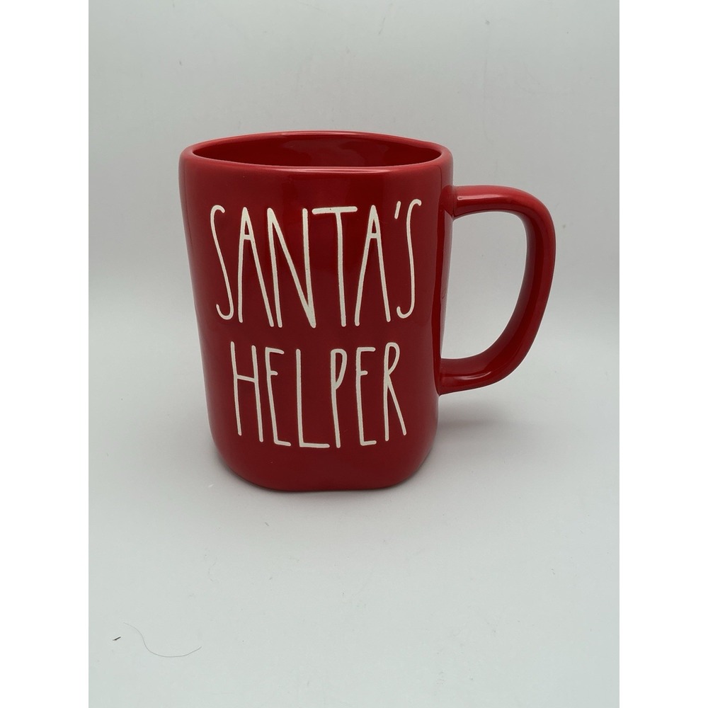 Rae Dunn SANTA'S HELPER Red Holiday Mug by Magenta, Brand New! Unique #192